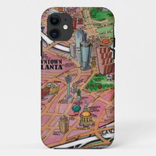Downtown Atlanta Georgia Cartoon Map iPhone 11 Case