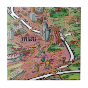 Downtown Atlanta Georgia Cartoon Map Tile