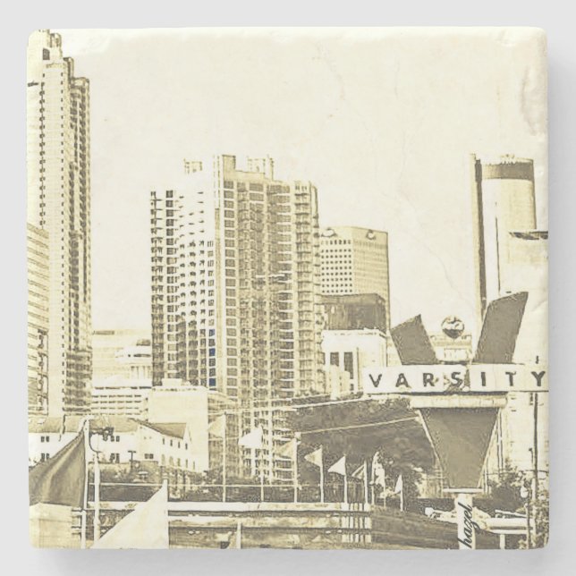 Downtown Atlanta, Varsity, Plaza Hotel, W, Stone Coaster (Front)