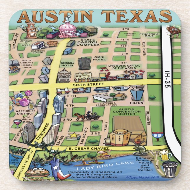 Downtown Austin Texas 14 Coaster (Front)