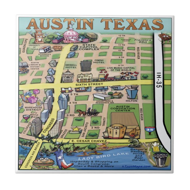 Downtown Austin Texas 14 Tile (Front)
