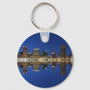 Downtown Baltimore Maryland Dusk Skyline Reflectio Key Ring