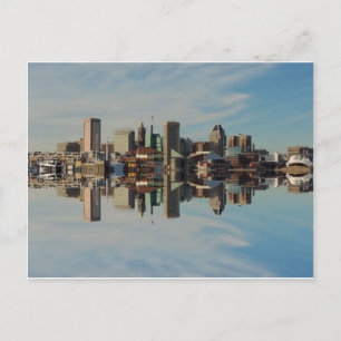 Downtown Baltimore Maryland Skyline Reflection Postcard