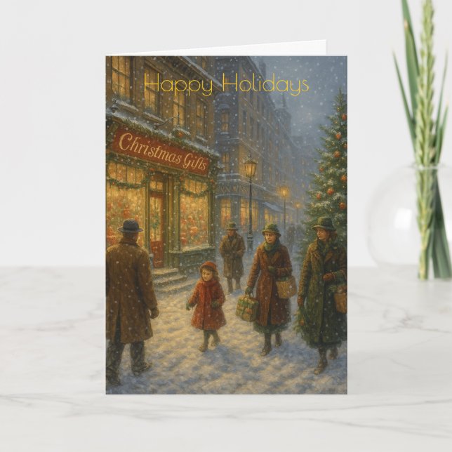 Downtown Big City Christmas Custom Christmas Card (Front)
