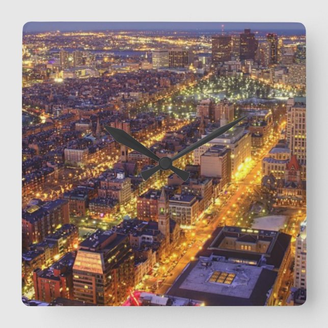 Downtown Boston and Hancock Tower Square Wall Clock (Front)