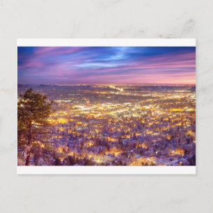Downtown Boulder Colorado City Lights Sunrise Postcard