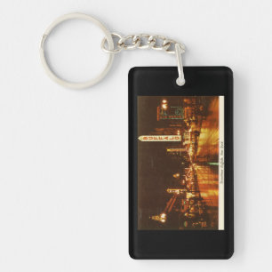 Downtown Buffalo NY at Night Vintage Style Key Ring