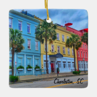 Downtown Charleston, SC Colourful Buildings Ceramic Ornament