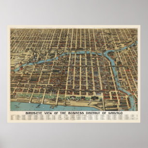 Downtown Chicago, 1898 (Poole Bros) BigMapBlog.com Poster