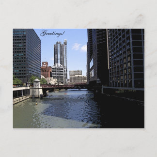 Downtown Chicago by River Postcard