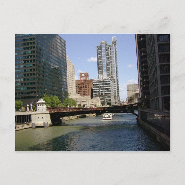 Downtown Chicago by the River Postcard (Front)