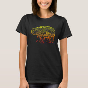 Downtown Chicago City Skyline Walking Bear Silhoue T-Shirt