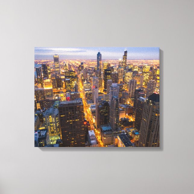Downtown Chicago skyline at dusk Canvas Print (Front)