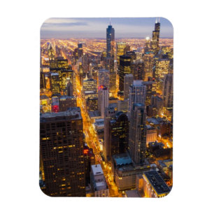 Downtown Chicago skyline at dusk Magnet