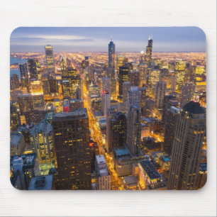Downtown Chicago skyline at dusk Mouse Mat