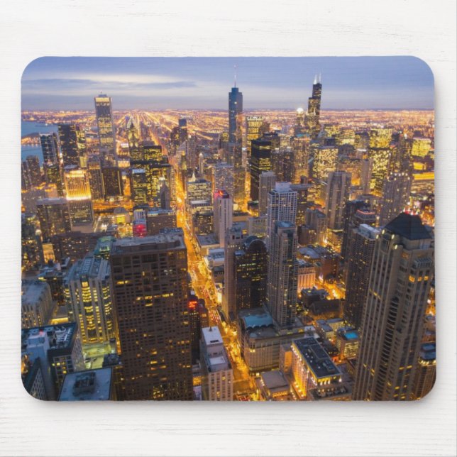 Downtown Chicago skyline at dusk Mouse Mat (Front)