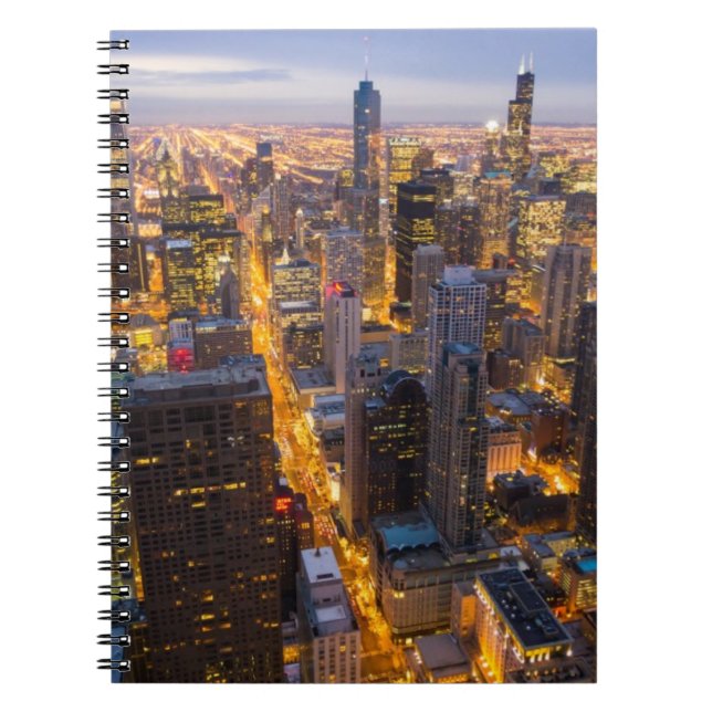 Downtown Chicago skyline at dusk Notebook (Front)