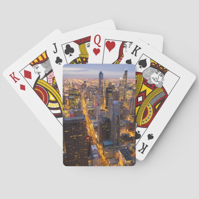 Downtown Chicago skyline at dusk Playing Cards (Back)