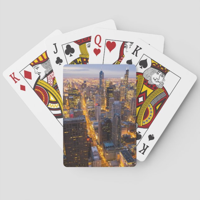 Downtown Chicago skyline at dusk Playing Cards (Back)