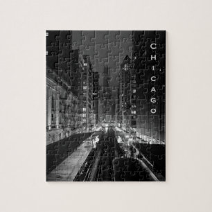 Downtown Chicago Vertical City Name Jigsaw Puzzle