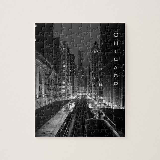 Downtown Chicago Vertical City Name Jigsaw Puzzle (Vertical)