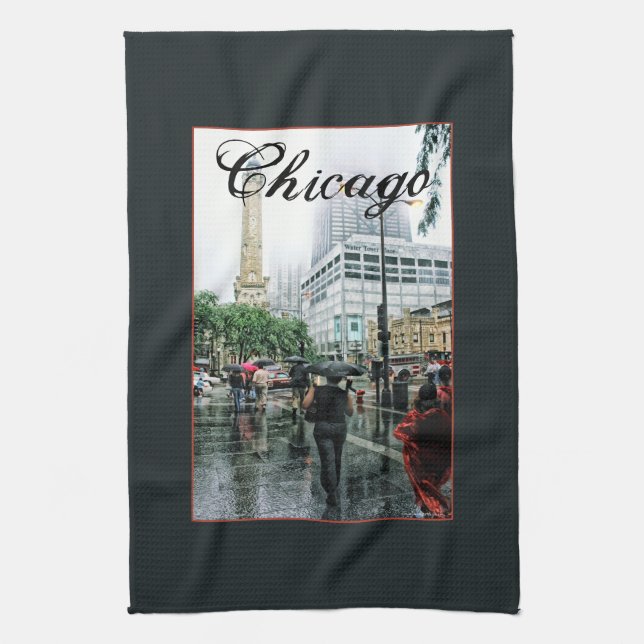 Downtown Chicago Water Tower Place Tea Towel (Vertical)