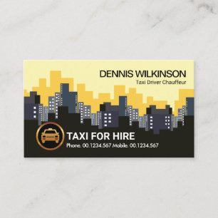 Downtown City Skyline Yellow Taxi Cab Driver Business Card