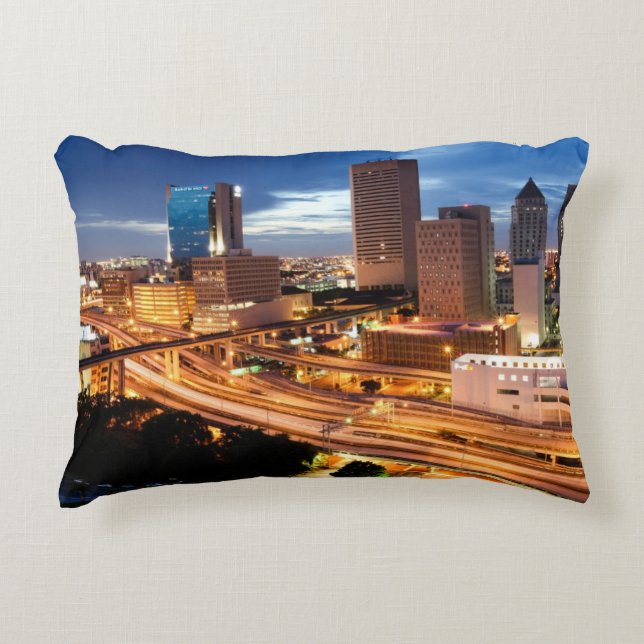 Downtown City View Decorative Cushion (Front)