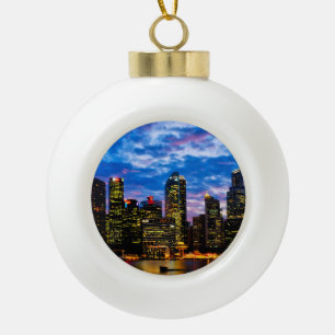 Downtown core ceramic ball christmas ornament