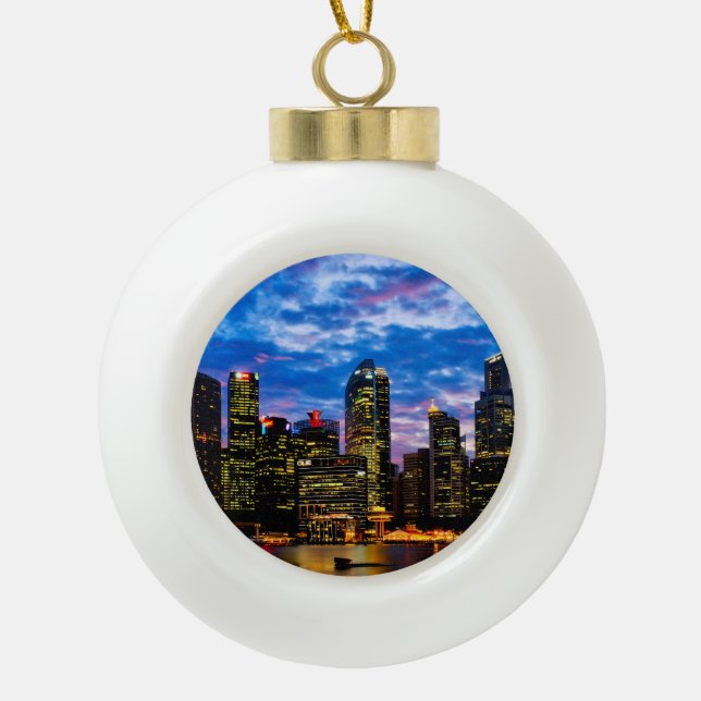 Downtown core ceramic ball christmas ornament (Front)