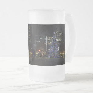 Downtown Dallas Christmas Frosted Glass Beer Mug