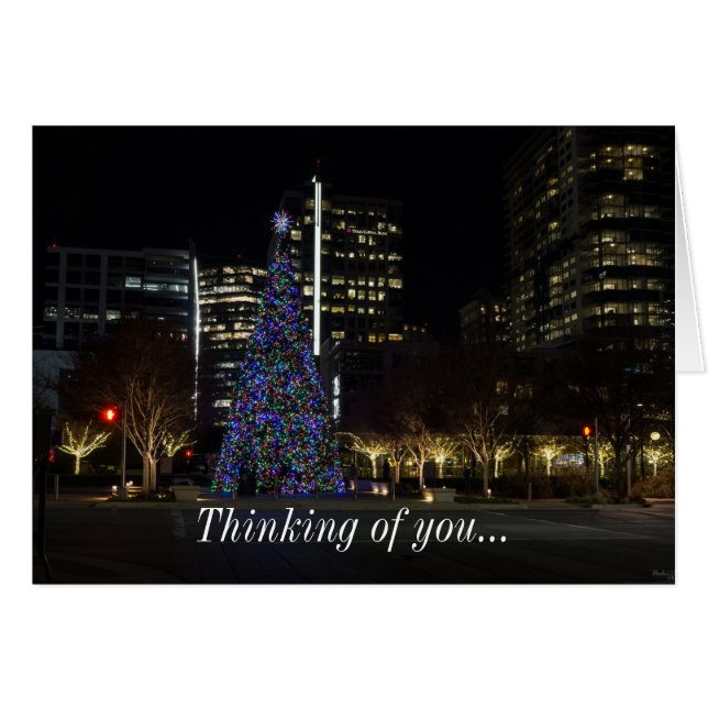 Downtown Dallas Christmas Thinking Of You Card (Front Horizontal)