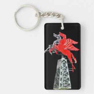 Downtown Dallas Pegasus Neon sign Key Ring