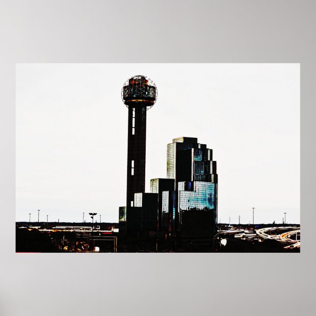 Downtown Dallas Texas Tower Art Poster (Front)