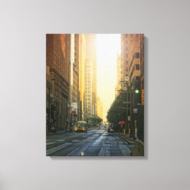 downtown Dallas, TX at sunrise- canvas Print (Front)