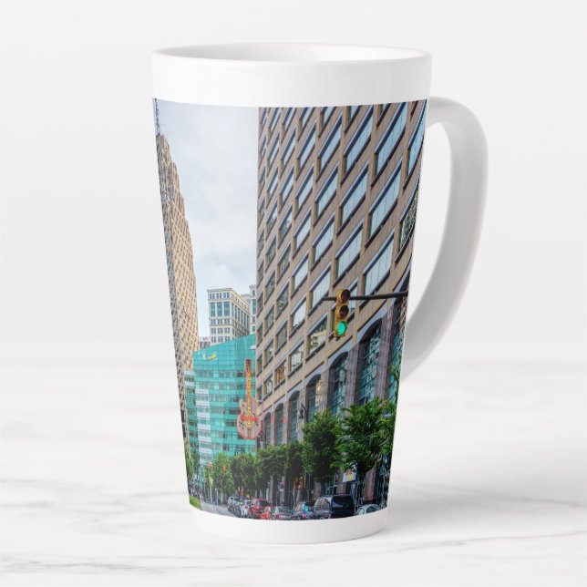Downtown Detroit Latte Mug (Right Angle)