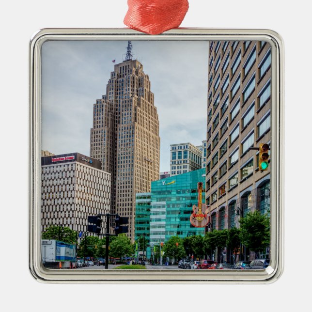 Downtown Detroit Metal Tree Decoration (Front)