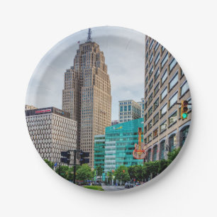 Downtown Detroit Paper Plate