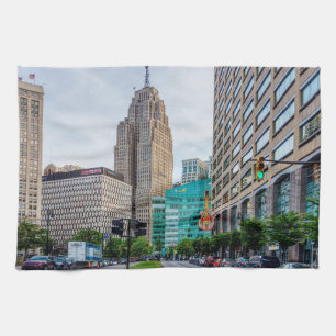 Downtown Detroit Tea Towel