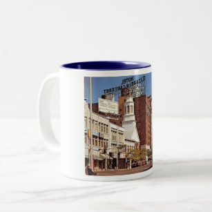 Downtown, Elizabeth, New Jersey Vintage Two-Tone Coffee Mug
