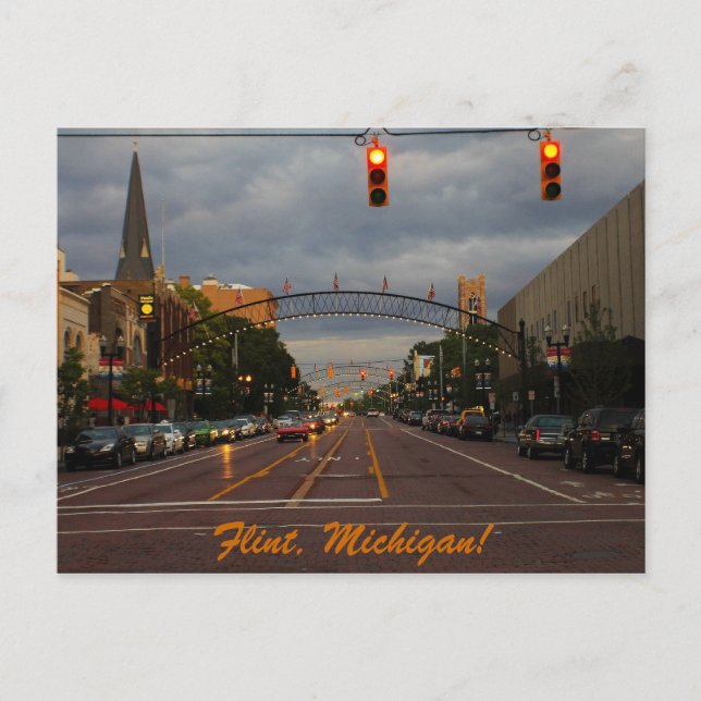 Downtown Flint, Michigan Postcard (Front)