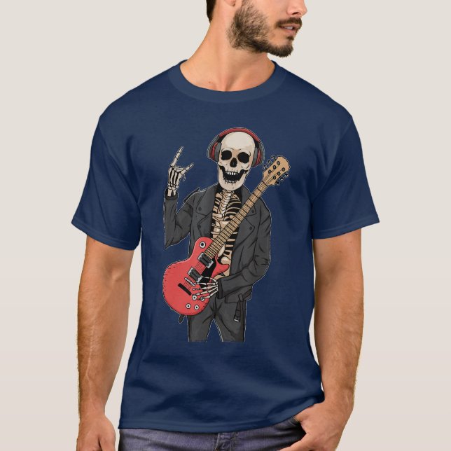 Downtown Girl Aesthetic Skeleton Rock Steampunk Pu T-Shirt (Front)