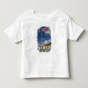 Downtown historic port area of Bergen wth flags Toddler T-Shirt