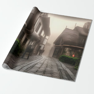 Downtown Hobbiton on a Foggy Day Wrapping Paper