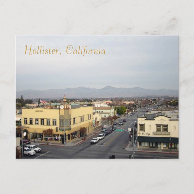 Downtown Hollister, California Postcard (Front)