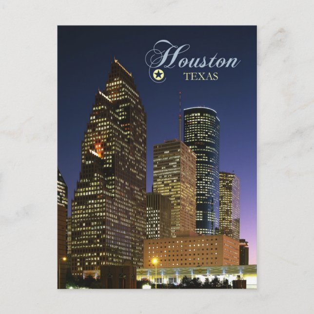 Downtown Houston, Texas at night Postcard (Front)