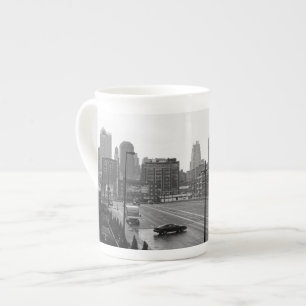 Downtown Kansas City, Missouri Black & White Photo Bone China Mug