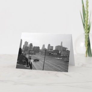 Downtown Kansas City Skyline–Black and White Photo Card