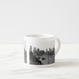 Downtown Kansas City Skyline–Black and White Photo Espresso Cup