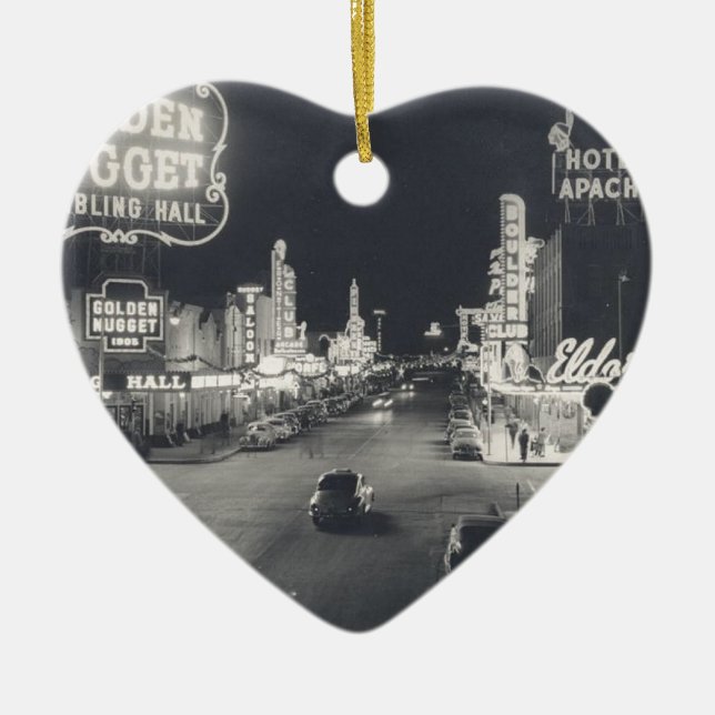 Downtown Las Vegas Retro Ceramic Tree Decoration (Front)